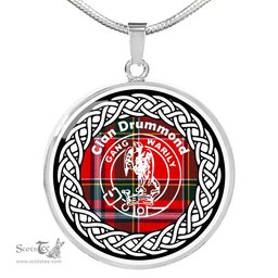 Drummond Tartan Crest Clan Scotland Tartan Plaid Circle Pendant Necklace Jewelry Gift For Women