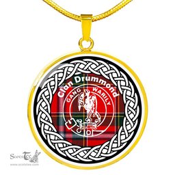 Drummond Tartan Crest Clan Scotland Tartan Plaid Circle Pendant Necklace Jewelry Gift For Women