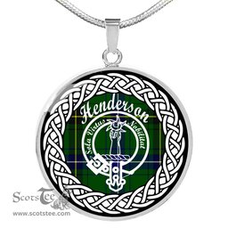 Henderson Tartan Crest Clan Scotland Tartan Plaid Circle Pendant Necklace Jewelry Gift For Women