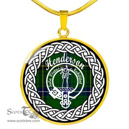 Henderson Tartan Crest Clan Scotland Tartan Plaid Circle Pendant Necklace Jewelry Gift For Women
