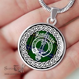 Henderson Tartan Crest Clan Scotland Tartan Plaid Circle Pendant Necklace Jewelry Gift For Women