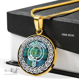 Gordon Tartan Crest Clan Scotland Tartan Plaid Circle Pendant Necklace Jewelry Gift For Women