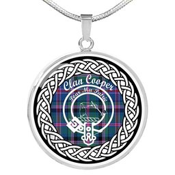 Cooper Tartan Crest Clan Scotland Tartan Plaid Circle Pendant Necklace Jewelry Gift For Women