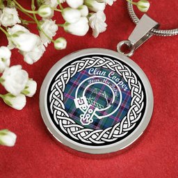 Cooper Tartan Crest Clan Scotland Tartan Plaid Circle Pendant Necklace Jewelry Gift For Women
