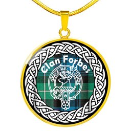 Forbes Tartan Crest Clan Scotland Tartan Plaid Circle Pendant Necklace Jewelry Gift For Women