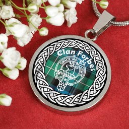 Forbes Tartan Crest Clan Scotland Tartan Plaid Circle Pendant Necklace Jewelry Gift For Women
