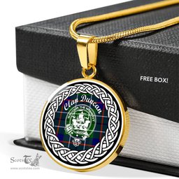 Duncan Tartan Crest Clan Scotland Tartan Plaid Circle Pendant Necklace Jewelry Gift For Women