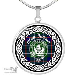 Duncan Tartan Crest Clan Scotland Tartan Plaid Circle Pendant Necklace Jewelry Gift For Women