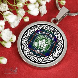 Duncan Tartan Crest Clan Scotland Tartan Plaid Circle Pendant Necklace Jewelry Gift For Women