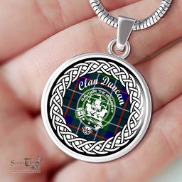 Duncan Tartan Crest Clan Scotland Tartan Plaid Circle Pendant Necklace Jewelry Gift For Women