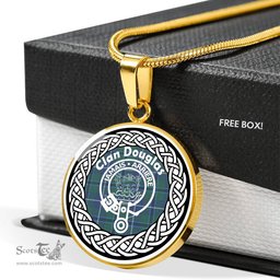 Douglas Tartan Crest Clan Scotland Tartan Plaid Circle Pendant Necklace Jewelry Gift For Women