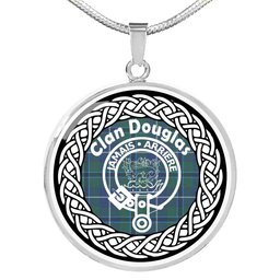 Douglas Tartan Crest Clan Scotland Tartan Plaid Circle Pendant Necklace Jewelry Gift For Women