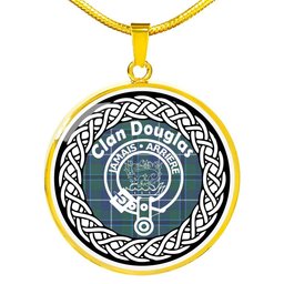 Douglas Tartan Crest Clan Scotland Tartan Plaid Circle Pendant Necklace Jewelry Gift For Women