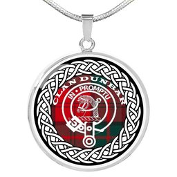 Dunbar Tartan Crest Clan Scotland Tartan Plaid Circle Pendant Necklace Jewelry Gift For Women