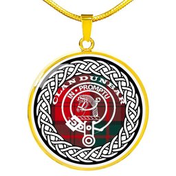 Dunbar Tartan Crest Clan Scotland Tartan Plaid Circle Pendant Necklace Jewelry Gift For Women