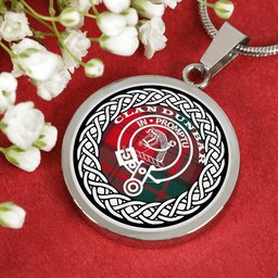 Dunbar Tartan Crest Clan Scotland Tartan Plaid Circle Pendant Necklace Jewelry Gift For Women