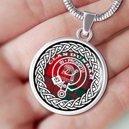 Dunbar Tartan Crest Clan Scotland Tartan Plaid Circle Pendant Necklace Jewelry Gift For Women