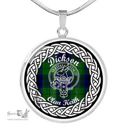 Dickson Tartan Crest Clan Scotland Tartan Plaid Circle Pendant Necklace Jewelry Gift For Women
