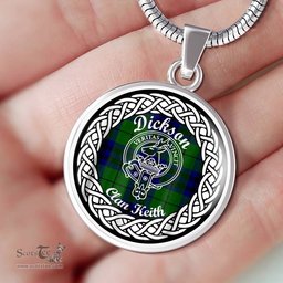 Dickson Tartan Crest Clan Scotland Tartan Plaid Circle Pendant Necklace Jewelry Gift For Women