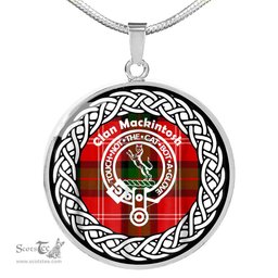 Mackintosh Tartan Crest Clan Scotland Tartan Plaid Circle Pendant Necklace Jewelry Gift For Women