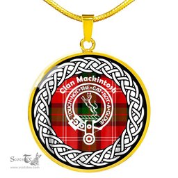 Mackintosh Tartan Crest Clan Scotland Tartan Plaid Circle Pendant Necklace Jewelry Gift For Women