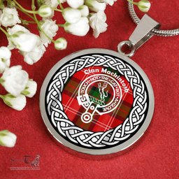 Mackintosh Tartan Crest Clan Scotland Tartan Plaid Circle Pendant Necklace Jewelry Gift For Women