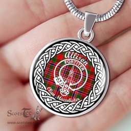 Allison Tartan Crest Clan Scotland Tartan Plaid Circle Pendant Necklace Jewelry Gift For Women