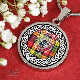 Buchanan Tartan Crest Clan Scotland Tartan Plaid Circle Pendant Necklace Jewelry Gift For Women