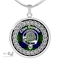 Dundas Tartan Crest Clan Scotland Tartan Plaid Circle Pendant Necklace Jewelry Gift For Women
