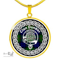 Dundas Tartan Crest Clan Scotland Tartan Plaid Circle Pendant Necklace Jewelry Gift For Women