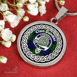 Dundas Tartan Crest Clan Scotland Tartan Plaid Circle Pendant Necklace Jewelry Gift For Women