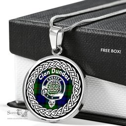 Dundas Tartan Crest Clan Scotland Tartan Plaid Circle Pendant Necklace Jewelry Gift For Women
