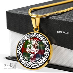 Foster Tartan Crest Clan Scotland Tartan Plaid Circle Pendant Necklace Jewelry Gift For Women