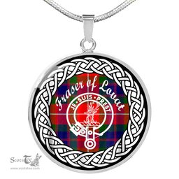 Fraser of Lovat Tartan Crest Clan Scotland Tartan Plaid Circle Pendant Necklace Jewelry Gift For Women