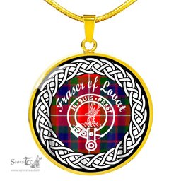 Fraser of Lovat Tartan Crest Clan Scotland Tartan Plaid Circle Pendant Necklace Jewelry Gift For Women