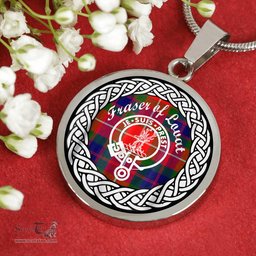 Fraser of Lovat Tartan Crest Clan Scotland Tartan Plaid Circle Pendant Necklace Jewelry Gift For Women