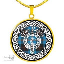 Angus Tartan Crest Clan Scotland Tartan Plaid Circle Pendant Necklace Jewelry Gift For Women