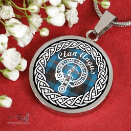 Angus Tartan Crest Clan Scotland Tartan Plaid Circle Pendant Necklace Jewelry Gift For Women
