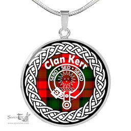 Kerr Tartan Crest Clan Scotland Tartan Plaid Circle Pendant Necklace Jewelry Gift For Women