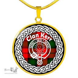 Kerr Tartan Crest Clan Scotland Tartan Plaid Circle Pendant Necklace Jewelry Gift For Women