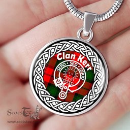Kerr Tartan Crest Clan Scotland Tartan Plaid Circle Pendant Necklace Jewelry Gift For Women
