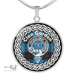 Garden Tartan Crest Clan Scotland Tartan Plaid Circle Pendant Necklace Jewelry Gift For Women