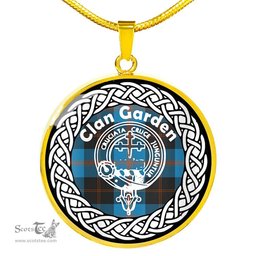 Garden Tartan Crest Clan Scotland Tartan Plaid Circle Pendant Necklace Jewelry Gift For Women