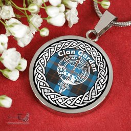 Garden Tartan Crest Clan Scotland Tartan Plaid Circle Pendant Necklace Jewelry Gift For Women