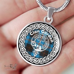 Garden Tartan Crest Clan Scotland Tartan Plaid Circle Pendant Necklace Jewelry Gift For Women