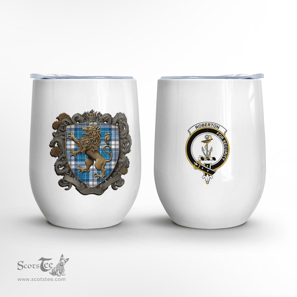 Scottish Roberton Clan Badge Scottish Rampant Lion Wine Tartan Tumbler Scottish Plaid Tartan Plaid - ScotsTee - scotstee.com