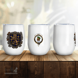 Scottish Muir Clan Badge Scottish Rampant Lion Wine Tartan Tumbler Scottish Plaid Tartan Plaid - ScotsTee - scotstee.com