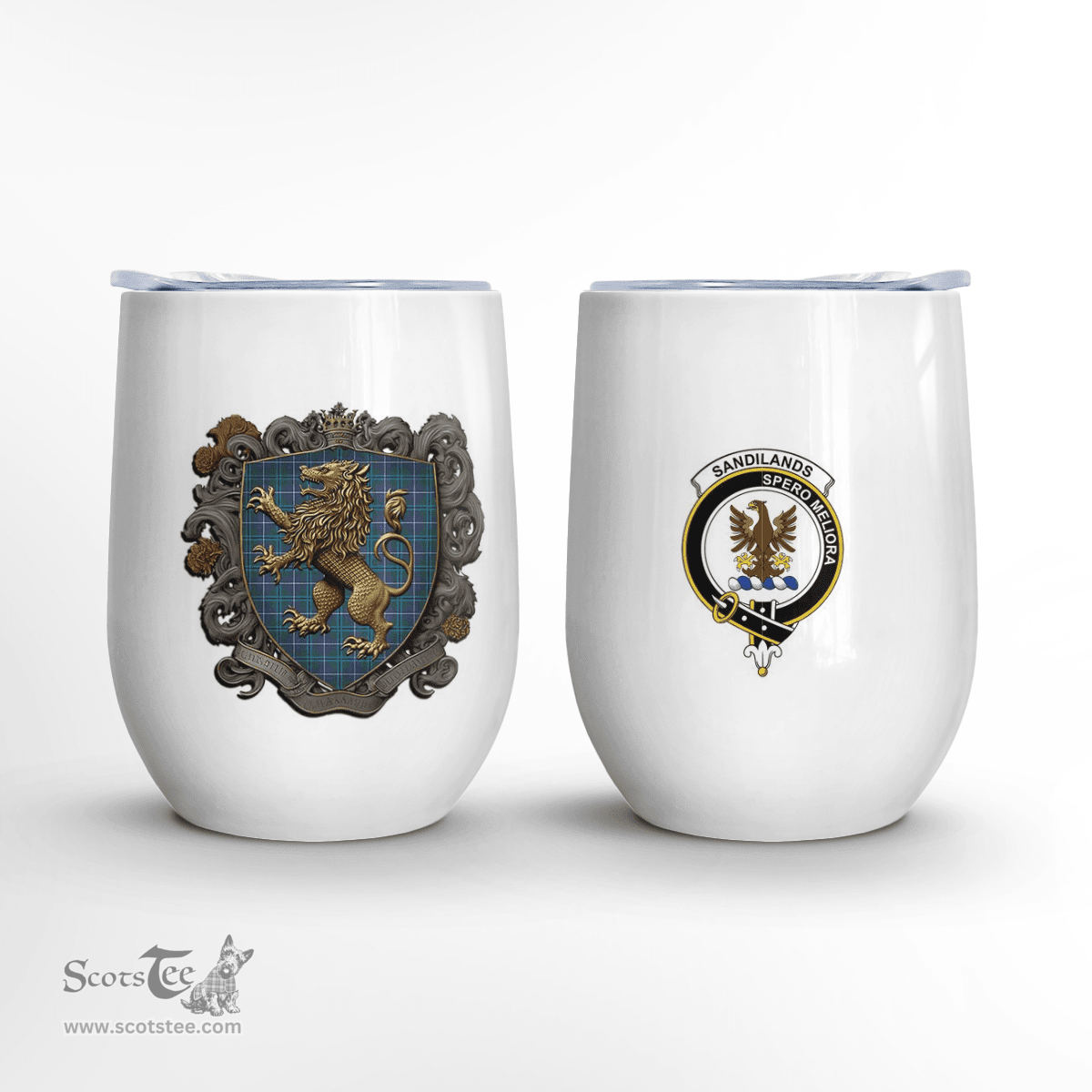 Scottish Sandilands Clan Badge Scottish Rampant Lion Wine Tartan Tumbler Scottish Plaid Tartan Plaid - ScotsTee - scotstee.com