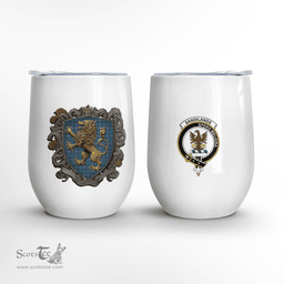 Scottish Sandilands Clan Badge Scottish Rampant Lion Wine Tartan Tumbler Scottish Plaid Tartan Plaid - ScotsTee - scotstee.com