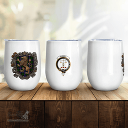 Scottish Russell Clan Badge Scottish Rampant Lion Wine Tartan Tumbler Scottish Plaid Tartan Plaid - ScotsTee - scotstee.com